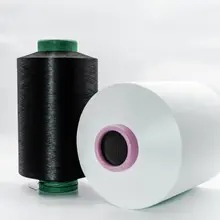 Hilo cubierto de aire 150D/48F negro + 40D Spandex ACY